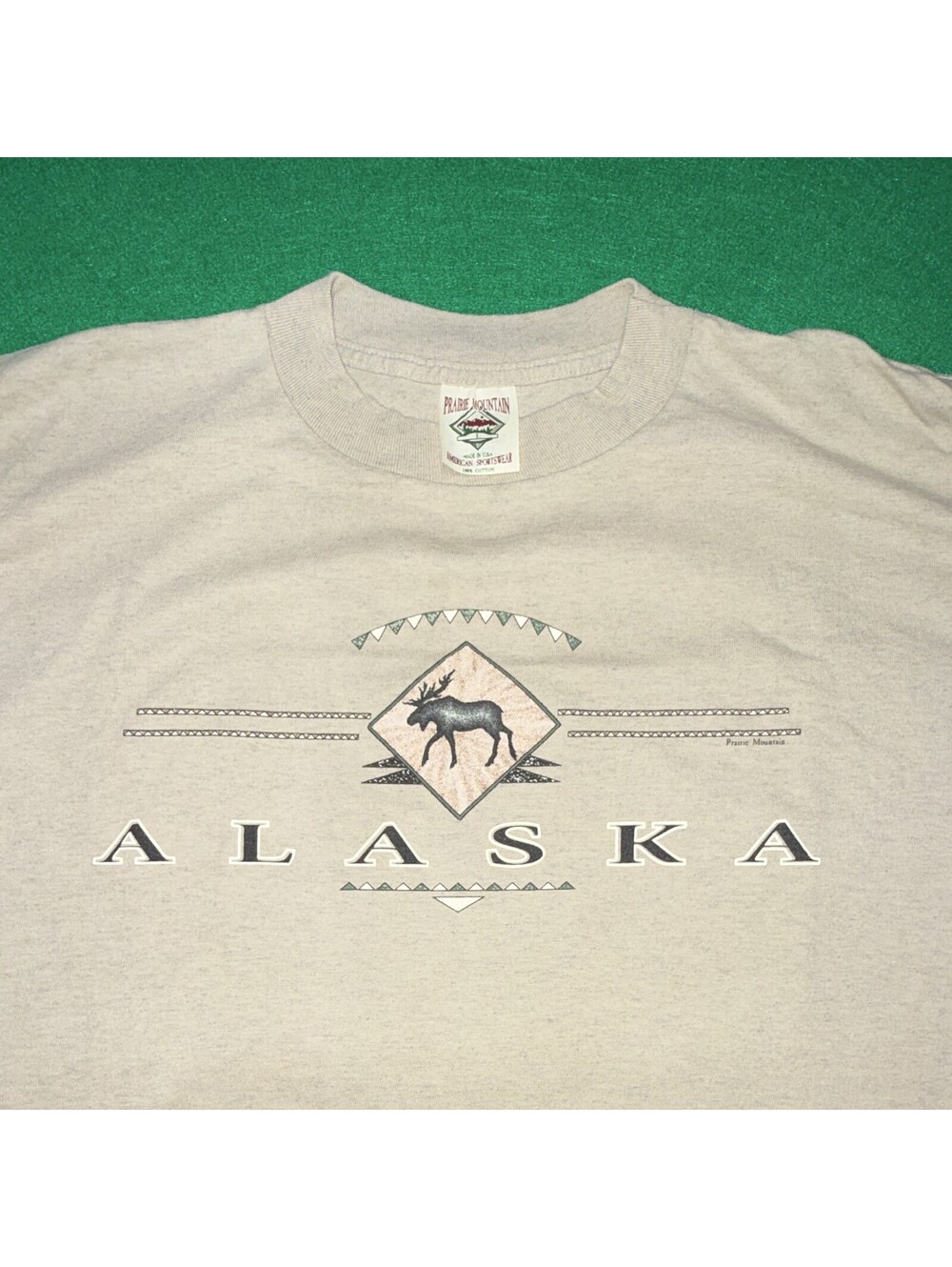 Vtg 90s Prairie Mountain Alaska Single Stitch Graphic Tee Made in USA Size L